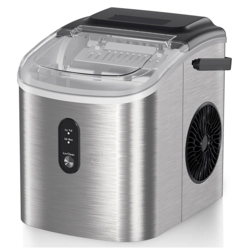 Simzlife IM-18-S Countertop Ice Maker with Handle Portable Ice Machine Silver